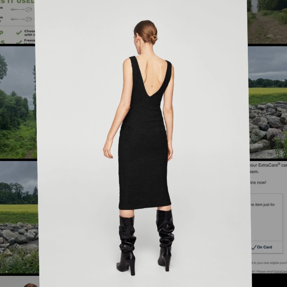 Mango black midi textured dress - Picture 3 of 4